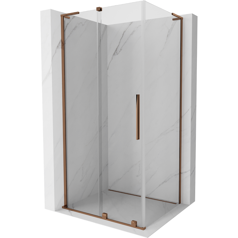 Mexen Velar L cabine de douche coulissante 120 x 100 cm, transparent, or rose - 871-120-100-03-60