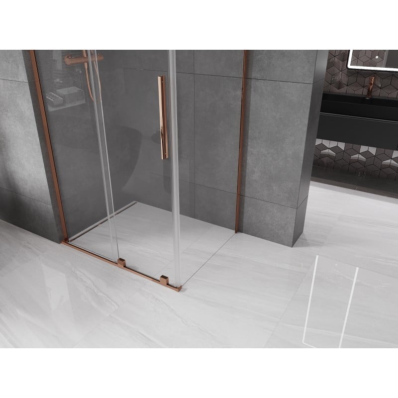 Mexen Velar L cabine de douche coulissante 120 x 100 cm, transparent, or rose - 871-120-100-03-60