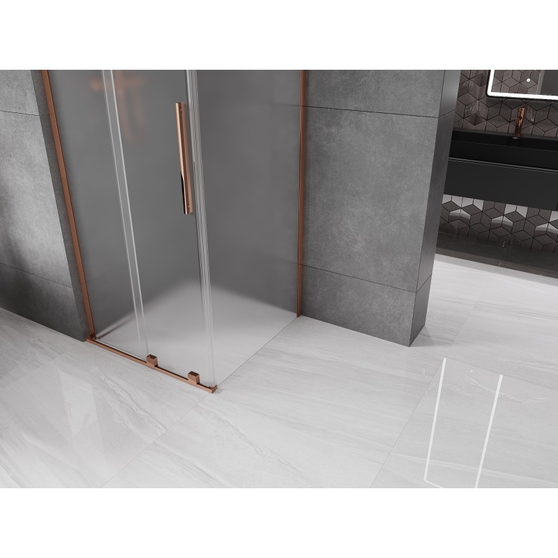 Mexen Velar L cabine de douche coulissante 90 x 90 cm, givré, or rose - 871-090-090-33-60