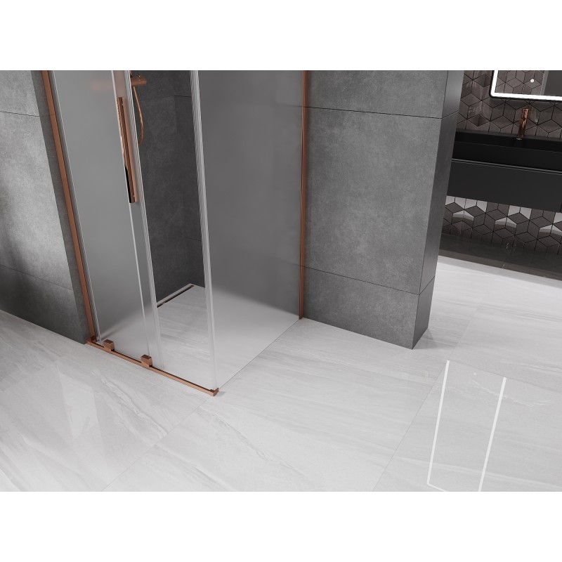 Mexen Velar L cabine de douche coulissante 90 x 90 cm, givré, or rose - 871-090-090-33-60
