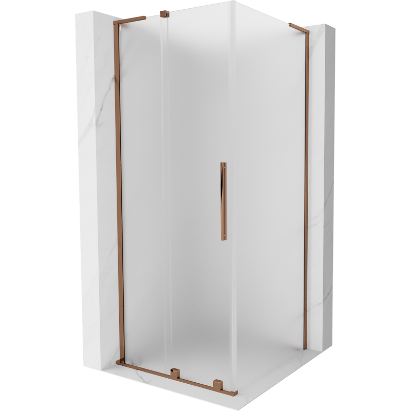 Mexen Velar L cabine de douche coulissante 100 x 100 cm, givre, or rose - 871-100-100-33-60