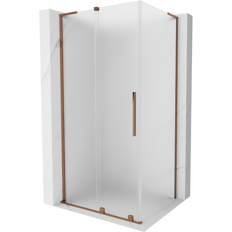Cabine de douche Mexen Velar L coulissante 100 x 80 cm, givrée, or rose - 871-100-080-33-60