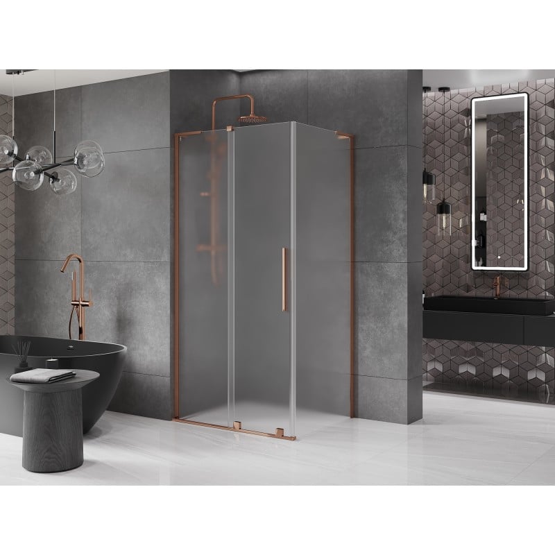 Mexen Velar L cabine de douche coulissante 110 x 90 cm, givre, or rose - 871-110-090-33-60