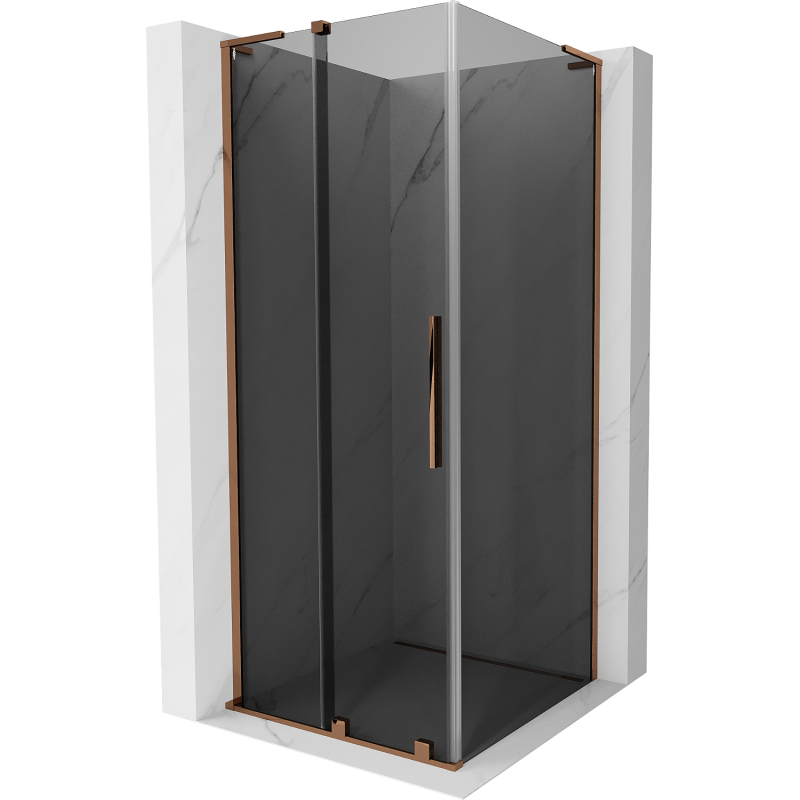 Cabine de douche coulissante Mexen Velar L 90 x 90 cm, graphite, or rose - 871-090-090-43-60
