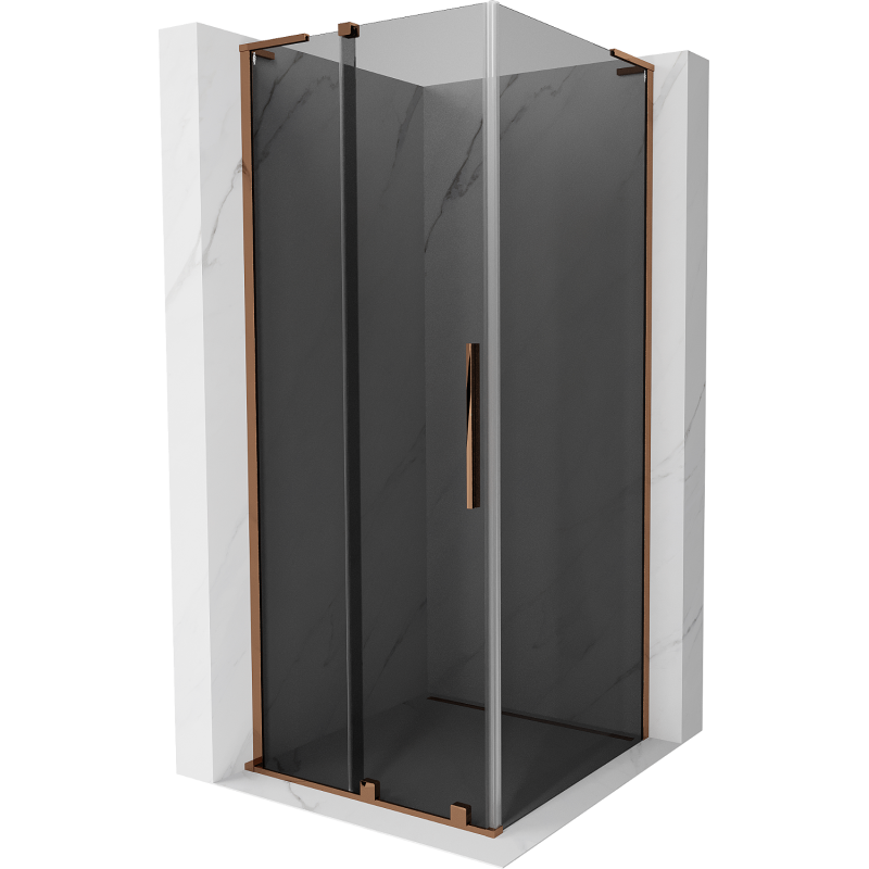 Mexen Velar L cabine de douche coulissante 90 x 90 cm, graphite, or rose - 871-090-090-43-60