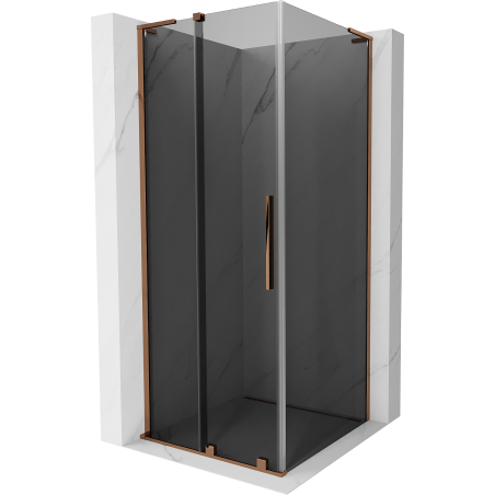 Mexen Velar L cabine de douche coulissante 90 x 90 cm, graphite, or rose - 871-090-090-43-60