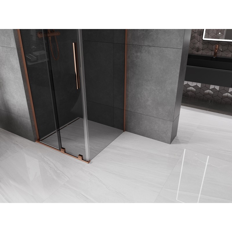 Mexen Velar L cabine de douche coulissante 90 x 90 cm, graphite, or rose - 871-090-090-43-60