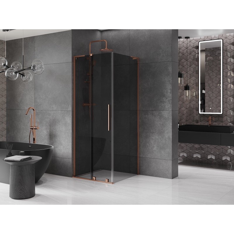 Mexen Velar L cabine de douche coulissante 100 x 100 cm, graphite, or rose - 871-100-100-43-60