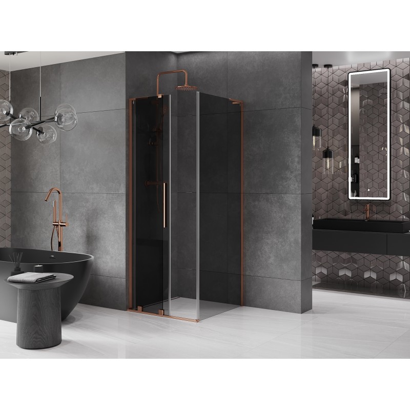 Mexen Velar L cabine de douche coulissante 100 x 100 cm, graphite, or rose - 871-100-100-43-60