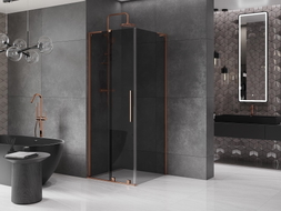 Mexen Velar L cabine de douche coulissante 110 x 110 cm, graphite, or rose - 871-110-110-43-60