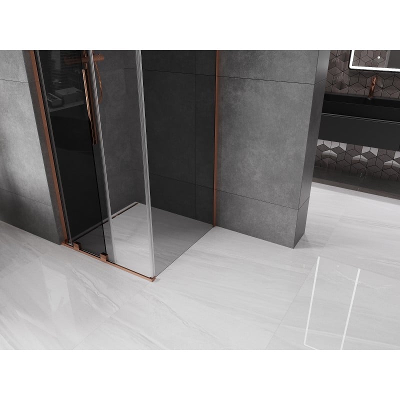 Mexen Velar L cabine de douche coulissante 120 x 120 cm, graphite, or rose - 871-120-120-43-60