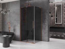 Mexen Velar L cabine de douche coulissante 90 x 85 cm, graphite, or rose - 871-090-085-43-60