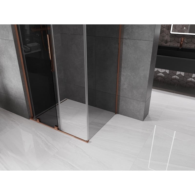 Mexen Velar L cabine de douche coulissante 90 x 75 cm, graphite, or rose - 871-090-075-43-60