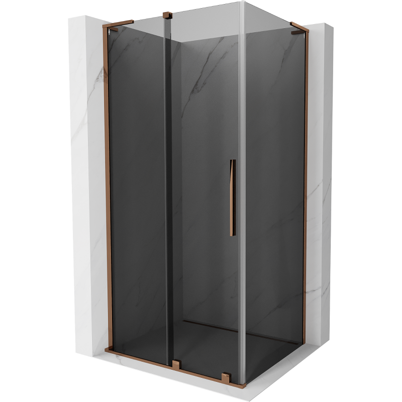 Mexen Velar L cabine de douche coulissante 90 x 100 cm, graphite, or rose - 871-090-100-43-60