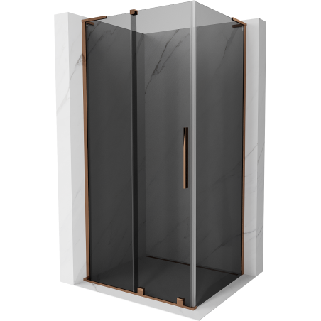 Mexen Velar L cabine de douche coulissante 90 x 100 cm, graphite, or rose - 871-090-100-43-60