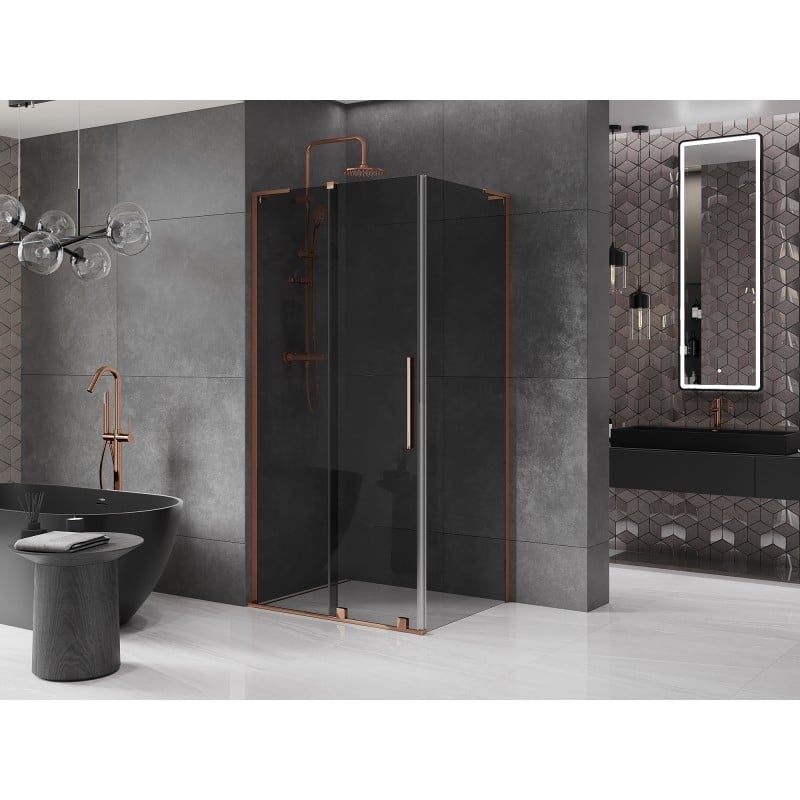 Mexen Velar L cabine de douche coulissante 90 x 100 cm, graphite, or rose - 871-090-100-43-60