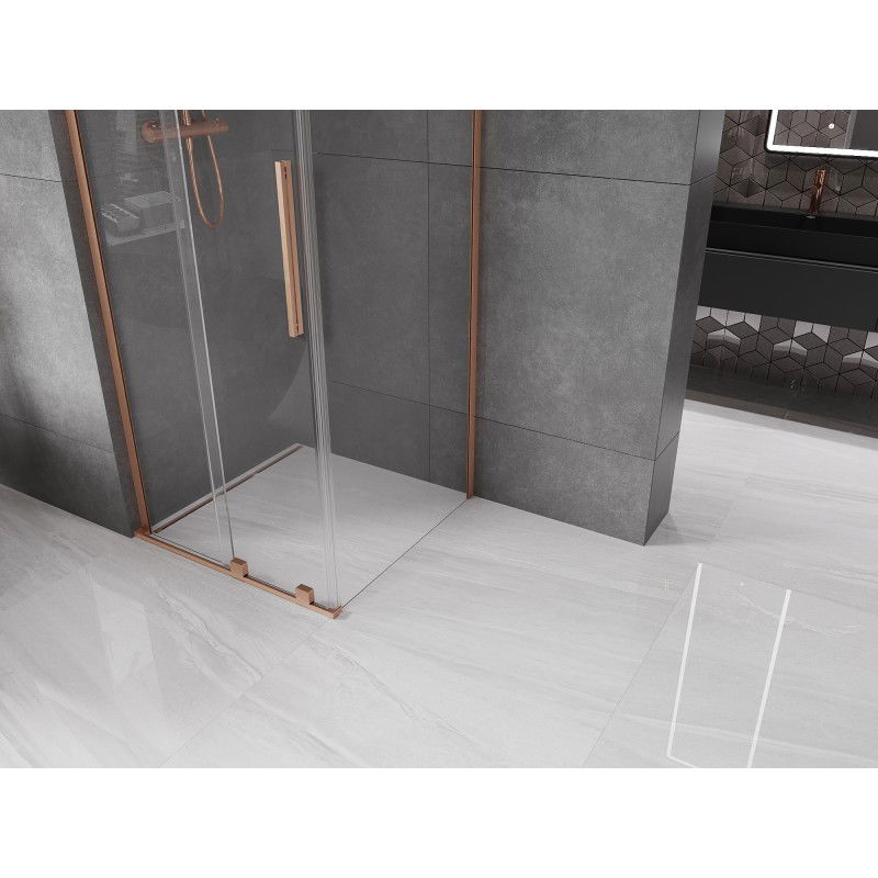 Mexen Velar L cabine de douche coulissante 90 x 90 cm, transparent, cuivre brossé - 871-090-090-03-65