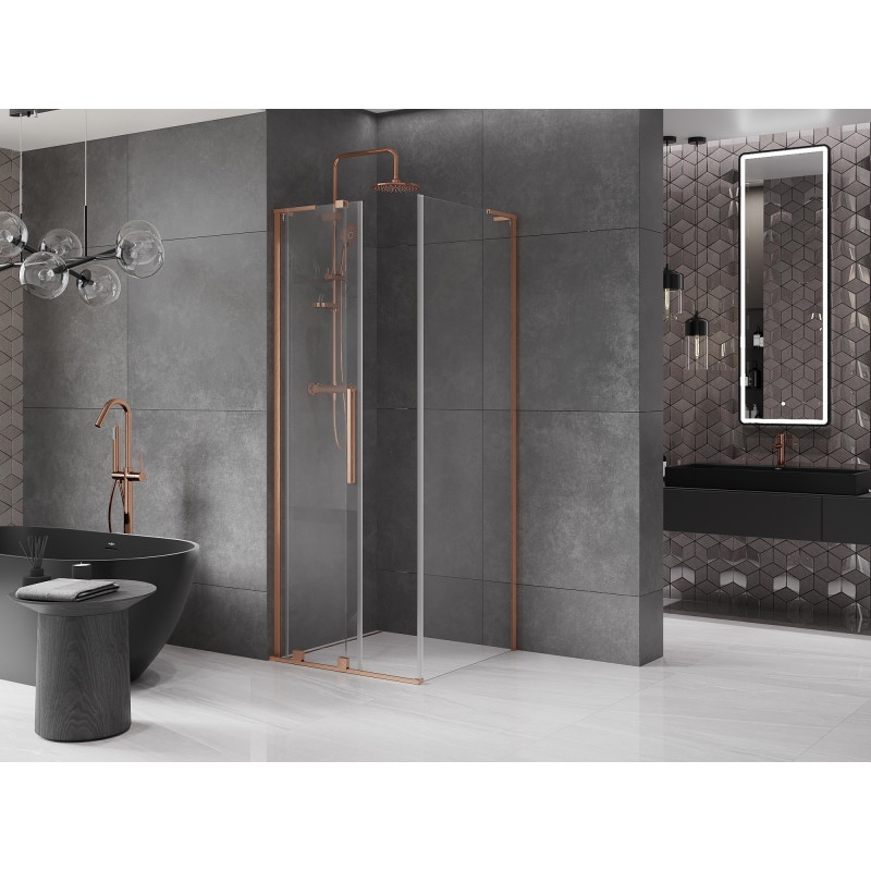 Mexen Velar L cabine de douche coulissante 100 x 100 cm, transparent, cuivre brossé - 871-100-100-03-65