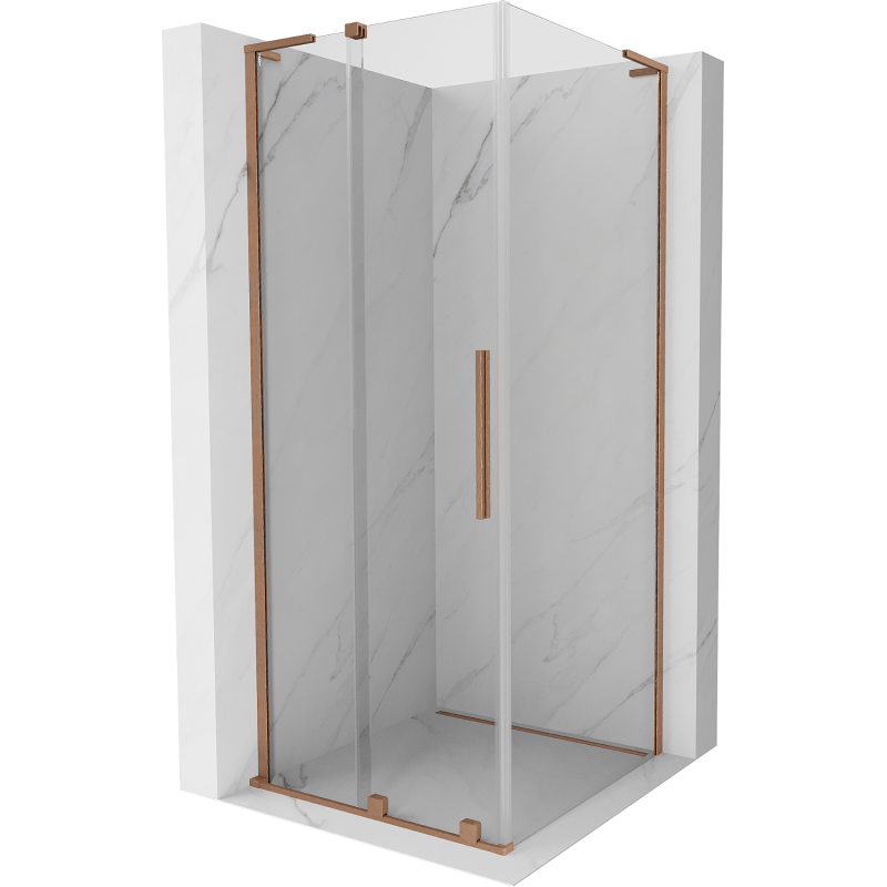 Mexen Velar L cabine de douche coulissante 110 x 110 cm, transparent, cuivre brossé - 871-110-110-03-65