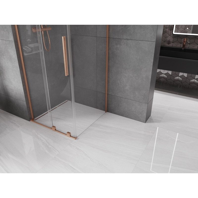 Mexen Velar L cabine de douche coulissante 100 x 100 cm, transparent, cuivre brossé - 871-100-100-03-65