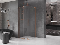 Mexen Velar L cabine de douche coulissante 120 x 120 cm, transparent, cuivre brossé - 871-120-120-03-65