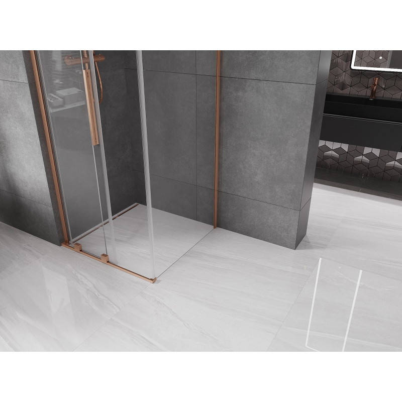 Mexen Velar L cabine de douche coulissante 100 x 100 cm, transparent, cuivre brossé - 871-100-100-03-65
