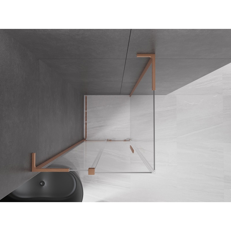 Mexen Velar L cabine de douche coulissante 100 x 100 cm, transparent, cuivre brossé - 871-100-100-03-65