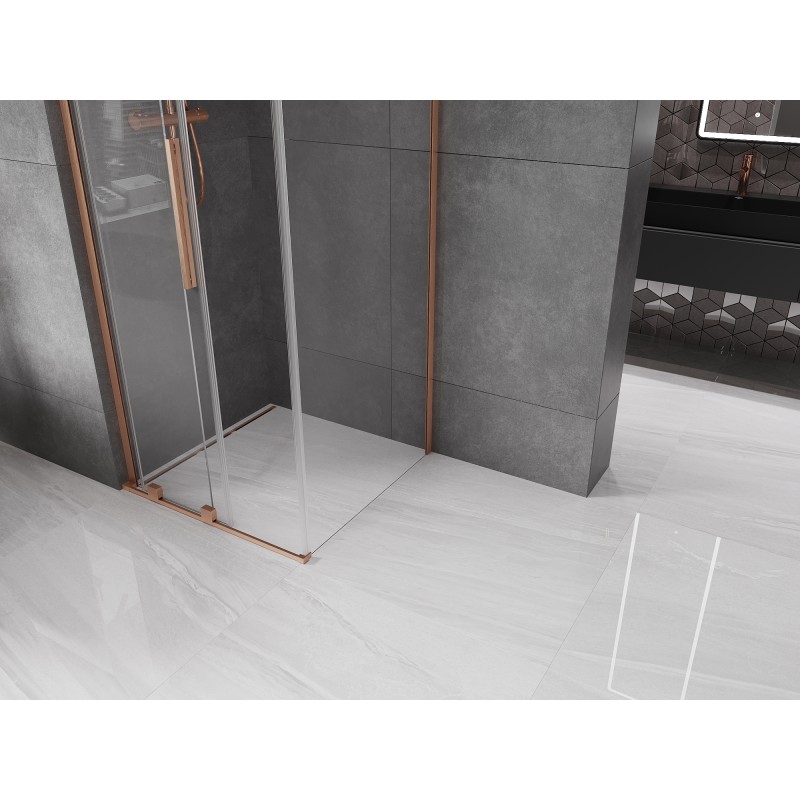 Mexen Velar L cabine de douche coulissante 120 x 120 cm, transparent, cuivre brossé - 871-120-120-03-65