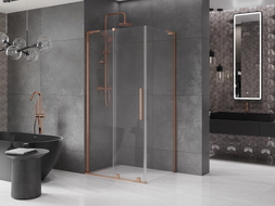 Mexen Velar L cabine de douche coulissante 90 x 80 cm, transparent, cuivre brossé - 871-090-080-03-65