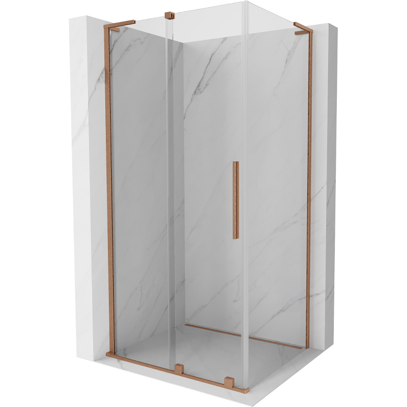 Mexen Velar L cabine de douche coulissante 90 x 100 cm, transparent, cuivre brossé - 871-090-100-03-65