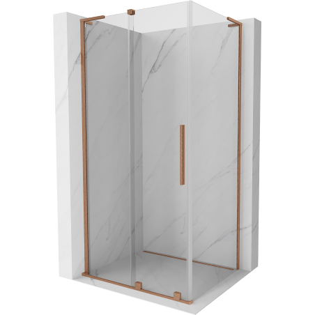 Mexen Velar L cabine de douche coulissante 90 x 100 cm, transparent, cuivre brossé - 871-090-100-03-65