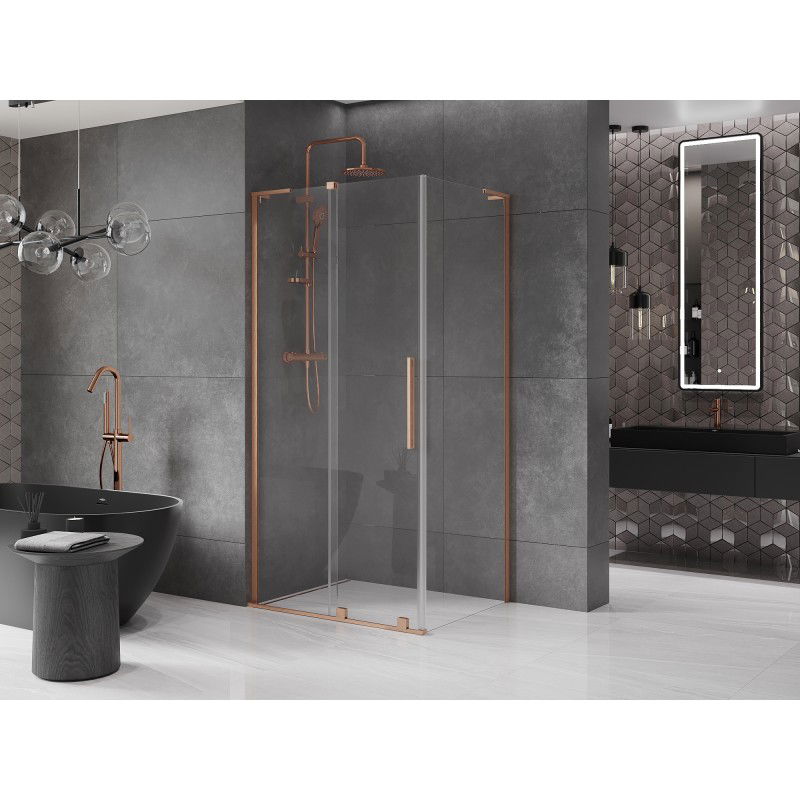 Mexen Velar L cabine de douche coulissante 100 x 90 cm, transparent, cuivre brossé - 871-100-090-03-65
