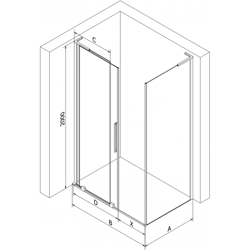 Mexen Velar L cabine de douche coulissante 100 x 80 cm, transparent, cuivre brossé - 871-100-080-03-65