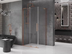 Mexen Velar L cabine de douche coulissante 110 x 70 cm, transparente, cuivre brossé - 871-110-070-03-65