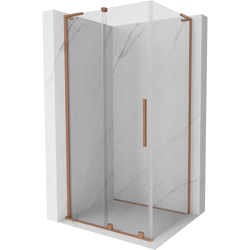 Mexen Velar L cabine de douche coulissante 120 x 80 cm, transparent, cuivre brossé - 871-120-080-03-65