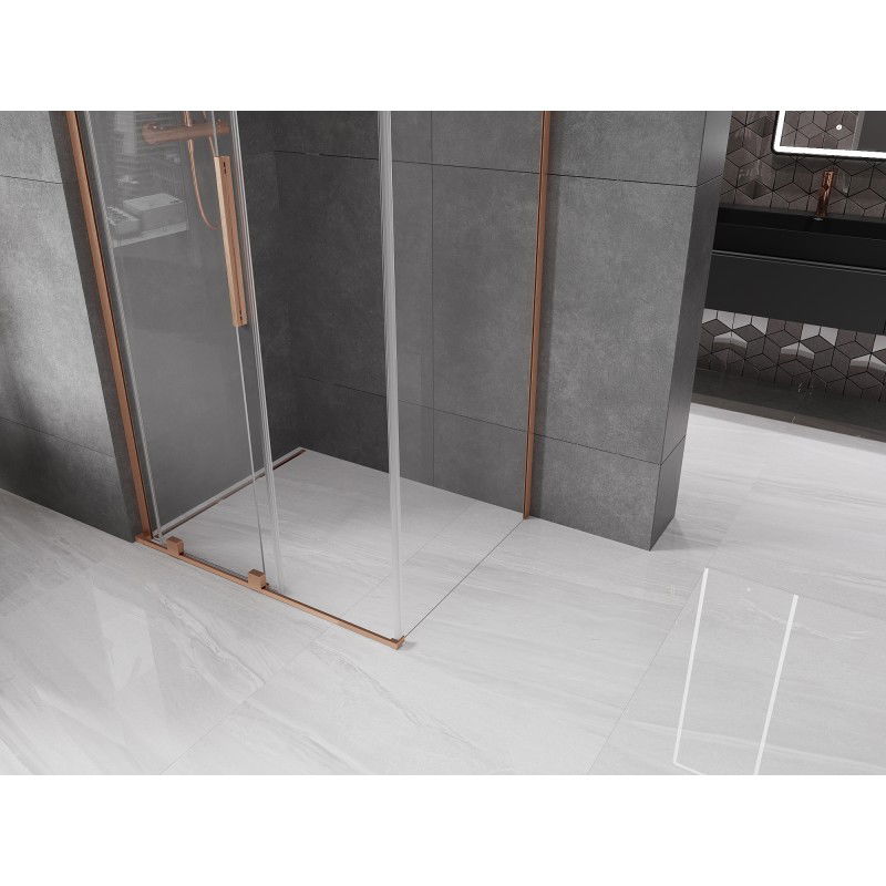 Mexen Velar L cabine de douche coulissante 120 x 85 cm, transparent, cuivre brossé - 871-120-085-03-65