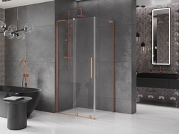 Mexen Velar L cabine de douche coulissante 120 x 100 cm, transparent, cuivre brossé - 871-120-100-03-65