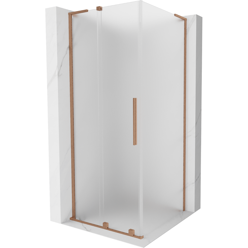 Mexen Velar L cabine de douche coulissante 100 x 100 cm, givrée, cuivre brossé - 871-100-100-33-65