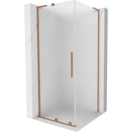 Mexen Velar L cabine de douche coulissante 100 x 100 cm, givrée, cuivre brossé - 871-100-100-33-65