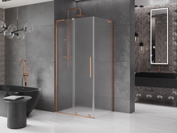 Mexen Velar L cabine de douche coulissante 90 x 85 cm, verre dépoli, cuivre brossé - 871-090-085-33-65