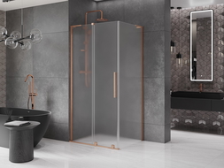 Cabine de douche coulissante Mexen Velar L 100 x 110 cm, givrée, cuivre brossé - 871-100-110-33-65