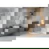 Cabine de douche Mexen Rio en forme de quadrant 80 x 80 cm, rayures, chrome + receveur Flat, blanc - 863-080-080-01-20-4110
