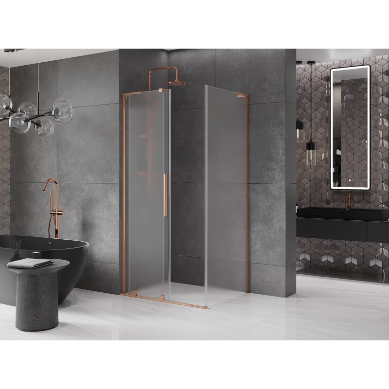 Mexen Velar L cabine de douche coulissante 120 x 80 cm, givré, cuivre brossé - 871-120-080-33-65