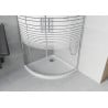 Mexen Rio cabine de douche semi-circulaire 90 x 90 cm, bandes blanches, chrome + receveur Flat, blanc - 863-090-090-01-20-4110