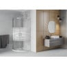 Mexen Rio cabine de douche semi-circulaire 90 x 90 cm, bandes blanches, chrome + receveur de douche plat, blanc - 863-090-090-0?