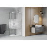 Mexen Rio cabine de douche semi-circulaire 90 x 90 cm, bandes blanches, chrome + receveur Flat, blanc - 863-090-090-01-20-4110