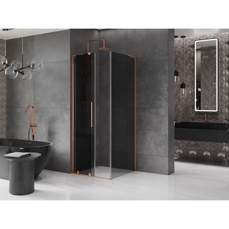 Mexen Velar L cabine de douche coulissante 90 x 90 cm, graphite, cuivre brossé - 871-090-090-43-65