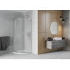 Cabine de douche semi-circulaire Mexen Rio 80 x 80 cm, givre, chrome + bac à douche Flat, blanc - 863-080-080-01-30-4110