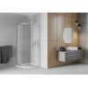 Cabine de douche semi-circulaire Mexen Rio 80 x 80 cm, givre, chrome + bac à douche Flat, blanc - 863-080-080-01-30-4110