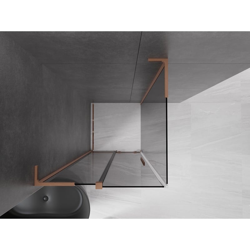 Mexen Velar L cabine de douche coulissante 120 x 120 cm, graphite, cuivre brossé - 871-120-120-43-65